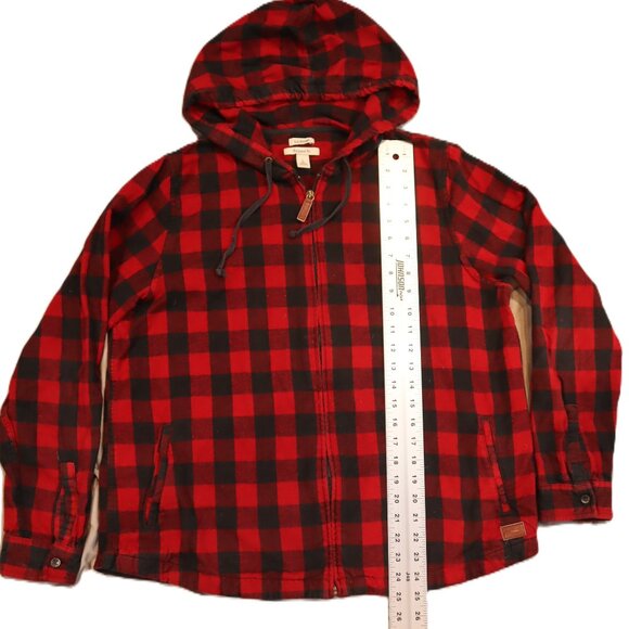 L.L.Bean Men’s Hooded Zip Flannel Jacket – Relaxed Fit – Red/Black Buffalo Check - Picture 2 of 10